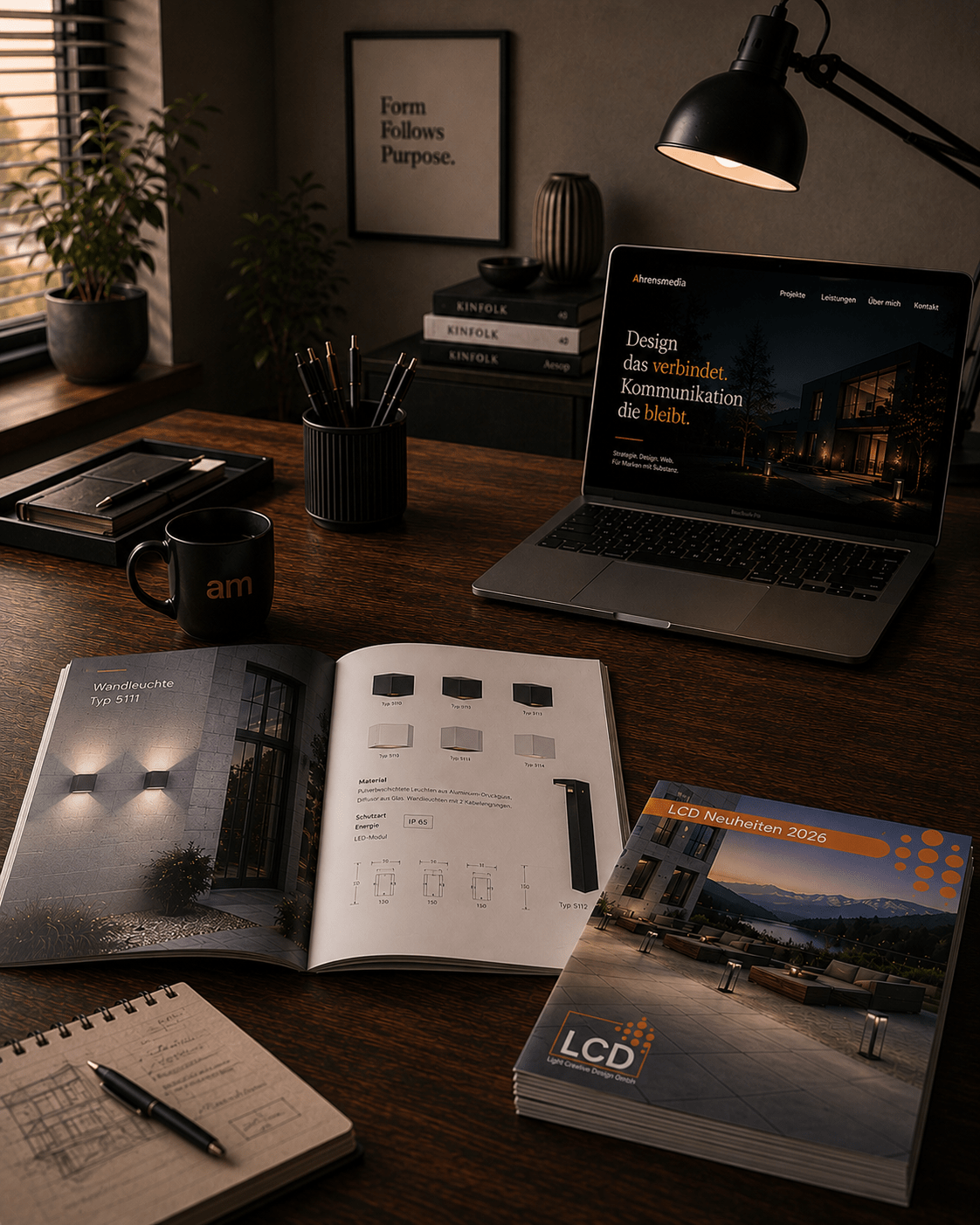 Arbeitsplatz von Ahrensmedia – Webdesign, Grafikdesign und Fotografie